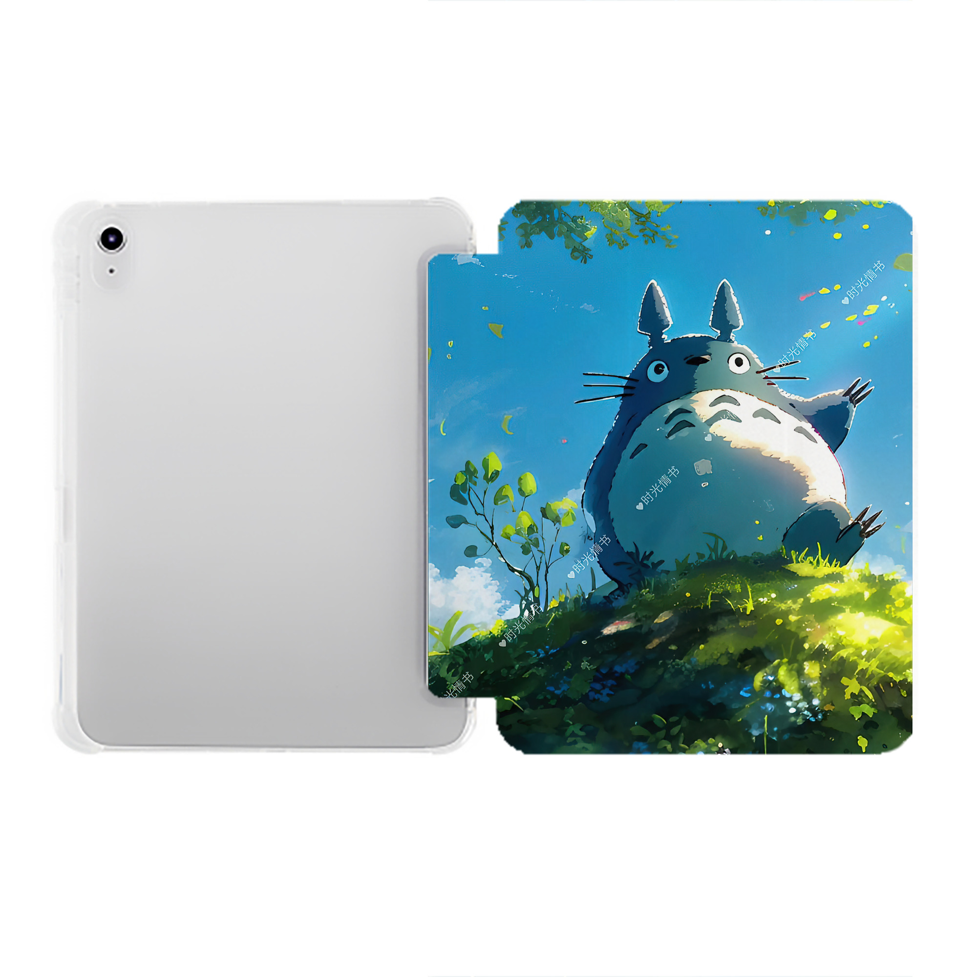 （画像用） となりのトトロ 草壁メイ 草壁サツキ My Neighbor Totoro Satsuki Kusakabe Mei Kusakabe IPad ケース ペン収納付き 三つ折りスタンド PUレザー×シリコン 対応機種9.5/10.5/10.9インチ